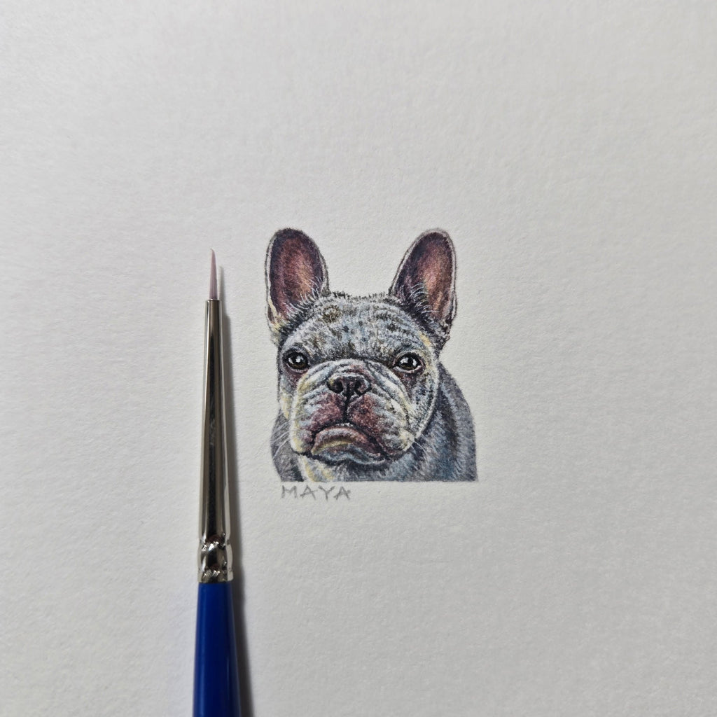 1-inch-by-1-inch original watercolor portrait painting of your pet
