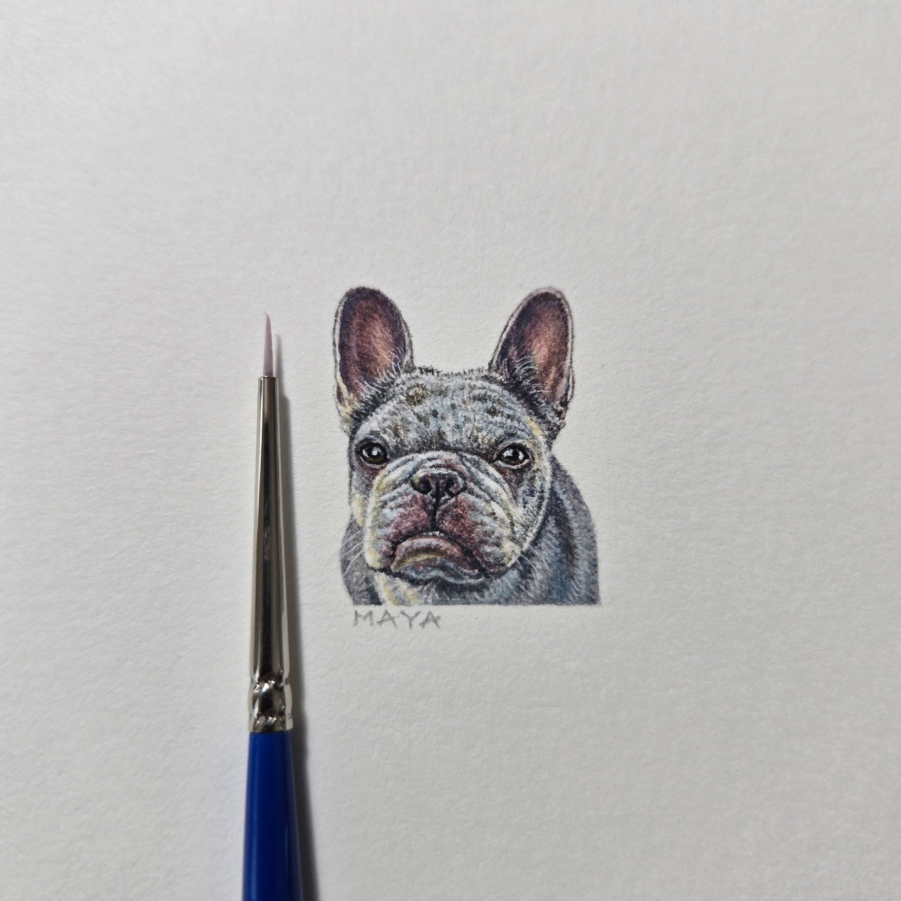 1-inch-by-1-inch original watercolor portrait painting of your pet