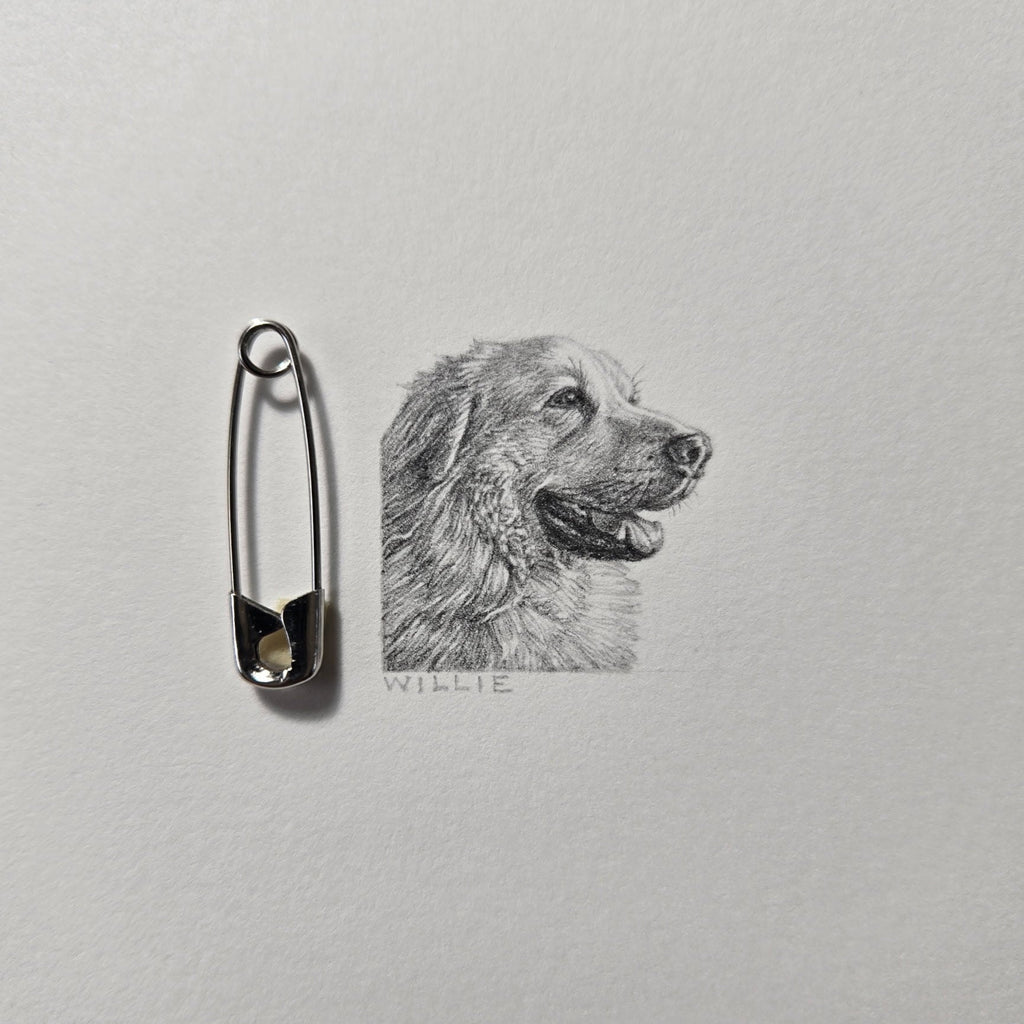 1-inch-by-1-inch original black-and-white pencil portrait of your pet